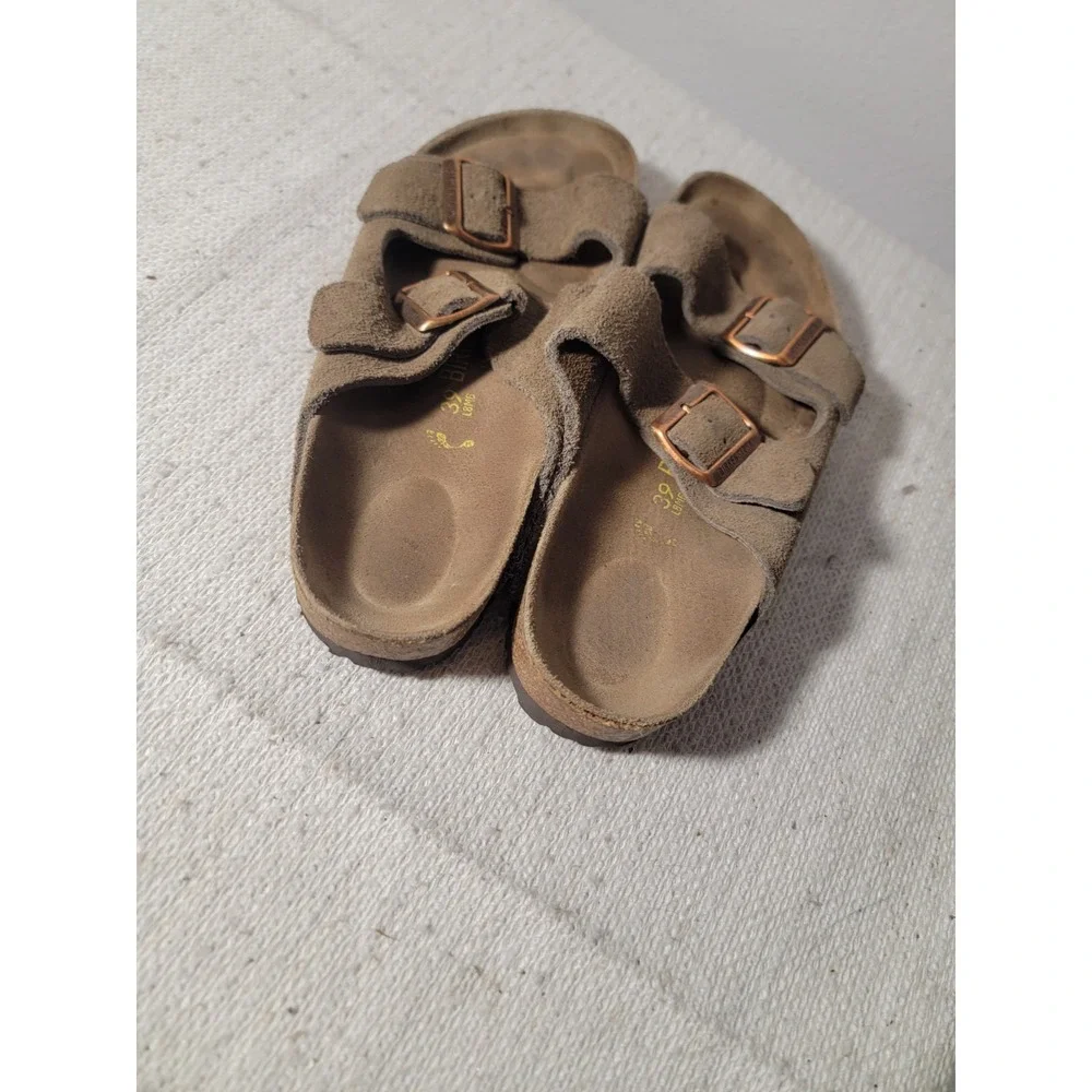 Birkenstock Arizona Suede Leather Sandals Taupe Brown EU 39 US L8 M6 Slide Shoes